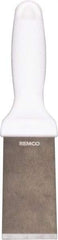 Remco - Stiff Stainless Steel Beveled Scraper - 1-1/2" Blade Width x 3-1/2" Blade Length, 5-13/32" Long Ergonomic Polypropylene Handle - Exact Industrial Supply