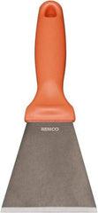 Remco - Stiff Stainless Steel Beveled Scraper - 3" Blade Width x 3-1/2" Blade Length, 5-13/32" Long Ergonomic Polypropylene Handle - Exact Industrial Supply
