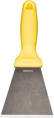 Remco - Stiff Stainless Steel Beveled Scraper - 3" Blade Width x 3-1/2" Blade Length, 5-13/32" Long Ergonomic Polypropylene Handle - Exact Industrial Supply