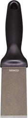Remco - Stiff Stainless Steel Beveled Scraper - 1-1/2" Blade Width x 3-1/2" Blade Length, 5-13/32" Long Ergonomic Polypropylene Handle - Exact Industrial Supply