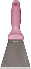 Remco - Stiff Stainless Steel Beveled Scraper - 1-1/2" Blade Width x 3-1/2" Blade Length, 5-13/32" Long Ergonomic Polypropylene Handle - Exact Industrial Supply