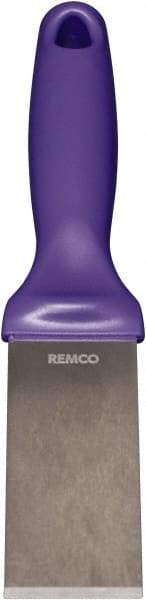 Remco - Stiff Stainless Steel Beveled Scraper - 1-1/2" Blade Width x 3-1/2" Blade Length, 5-13/32" Long Ergonomic Polypropylene Handle - Exact Industrial Supply