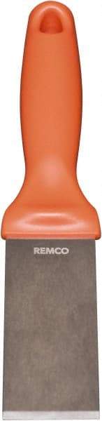 Remco - Stiff Stainless Steel Beveled Scraper - 1-1/2" Blade Width x 3-1/2" Blade Length, 5-13/32" Long Ergonomic Polypropylene Handle - Exact Industrial Supply