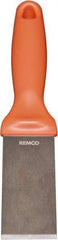 Remco - Stiff Stainless Steel Beveled Scraper - 1-1/2" Blade Width x 3-1/2" Blade Length, 5-13/32" Long Ergonomic Polypropylene Handle - Exact Industrial Supply