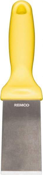 Remco - Stiff Stainless Steel Beveled Scraper - 1-1/2" Blade Width x 3-1/2" Blade Length, 5-13/32" Long Ergonomic Polypropylene Handle - Exact Industrial Supply