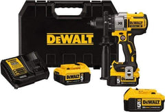 DeWALT - 20 Volt 1/2" Chuck Pistol Grip Handle Cordless Drill - 0-2000 RPM, Keyless Chuck, Reversible, 2 Lithium-Ion Batteries Included - Exact Industrial Supply