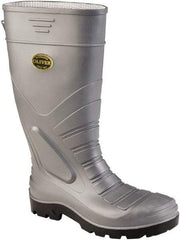 OLIVER - Men's Size 8 Wide Width Steel Knee Boot - Gray, PVC/Nitrile Blend Upper, PVC/Nitrile Blend Outsole, 16" High, Pull-On, Heat Resistant, Puncture Resistant - Exact Industrial Supply