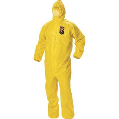 KleenGuard - Size L PE Film Chemical Resistant Coveralls - Yellow, Zipper Closure, Elastic Cuffs, Elastic Ankles, Taped Seams, ISO Class 1, 2 & 3 - Exact Industrial Supply