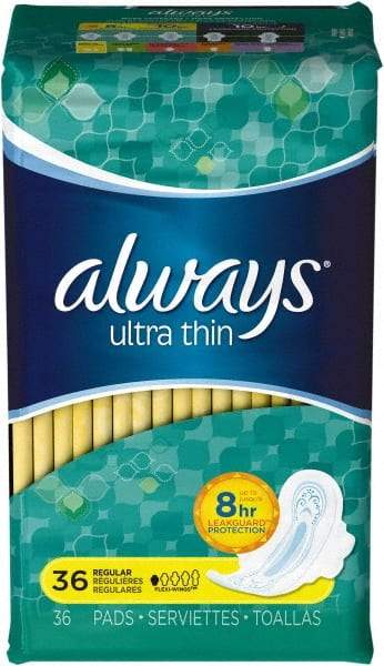 Always - Folded Sanitary Napkins - Regular Absorbency, Up to 8 Hours LeakGuard Protection - Exact Industrial Supply