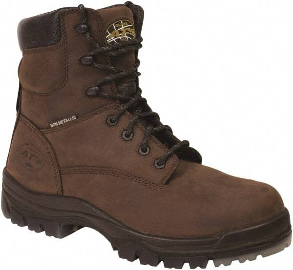 OLIVER - Men's Size 8.5 Wide Width Plain Work Boot - Brown, Leather Upper, Rubber Outsole, 6" High, Lace-Up - Exact Industrial Supply