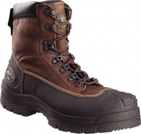 OLIVER - Men's Size 9 Wide Width Steel Work Boot - Brown, Leather Upper, Rubber Outsole, 6" High, Lace-Up - Exact Industrial Supply