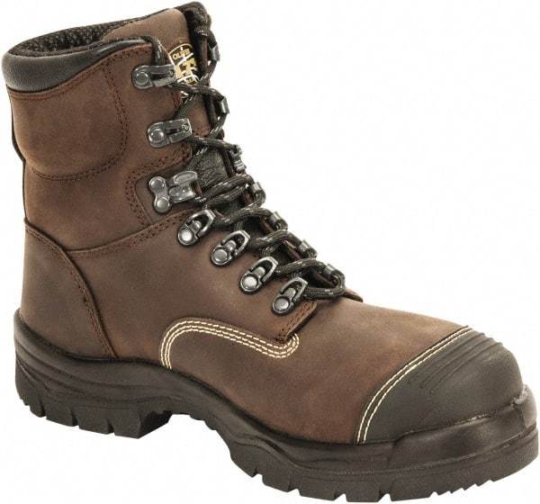 OLIVER - Men's Size 7 Wide Width Steel Work Boot - Brown, Leather Upper, Polyurethane/Rubber Outsole, 6" High, Lace-Up - Exact Industrial Supply