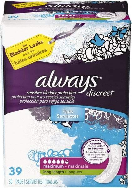 Always - Folded Sanitary Napkins - Long, Maximum Protection - Exact Industrial Supply