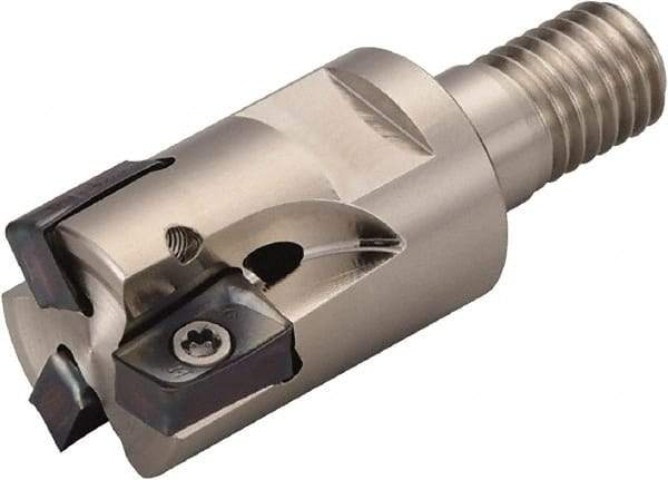 Kyocera - 20mm Cut Diam, 10mm Max Depth of Cut, 49mm OAL, Indexable Square Shoulder End Mill - LOMU 1004..ER-GH, LOMU 1004..ER-GM, LOMU 1004..ER-SM Inserts, M10 Modular Connection, 90° Lead Angle, Through Coolant, Series M-Four - Exact Industrial Supply