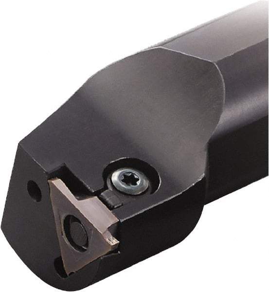 Kyocera - KIGBA, Internal, Right Hand, 0.12" Max Depth of Cut, 0.02 to 0.19" Groove Width, Indexable Grooving Tool Holder - GBA43R/L.. Insert Compatibility, 1.18" Shank Width, 10" OAL - Exact Industrial Supply