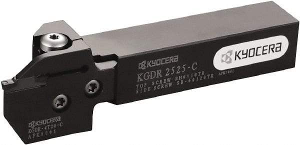 Kyocera - KGD, External, Right Hand, 20mm Max Depth of Cut, 3 to 4mm Groove Width, Indexable Grooving Tool Holder - Multiple Insert Compatibility, 32mm Shank Height, 32mm Shank Width, 170mm OAL - Exact Industrial Supply