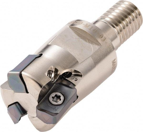 Kyocera - 20mm Cut Diam, 1mm Max Depth, M10 Modular Connection Indexable High-Feed End Mill - Screw Holding Method, LOGU 030310ER-GM Insert, MFH Toolholder, Through Coolant - Exact Industrial Supply