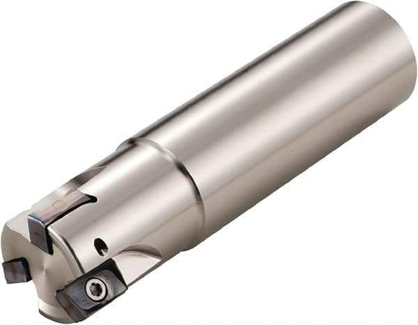 Kyocera - 1-1/4" Cut Diam, 0.59" Max Depth of Cut, 1-1/4" Shank Diam, 8" OAL, Indexable Square Shoulder End Mill - LOMU 1505..ER-GH, LOMU 1505..ER-GM, LOMU 1505..ER-SM Inserts, Cylindrical Shank, 90° Lead Angle, Through Coolant, Series M-Four - Exact Industrial Supply