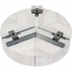 Abbott Workholding Products - 10" Max Chuck Capacity, Tongue & Groove Interface, Round Soft Lathe Chuck Jaw - 3 Jaw, Aluminum, 40mm Btw Mount Hole Ctrs, 10" Wide, 2" High, 12mm Groove, 12mm Fastener - Exact Industrial Supply