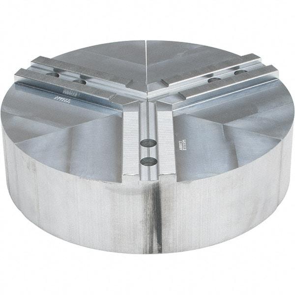 Abbott Workholding Products - 15" Max Chuck Capacity, 1.5mm x 60° Serrated Interface, Round Soft Lathe Chuck Jaw - 3 Jaw, Aluminum, 1.6929" Btw Mount Hole Ctrs, 15" Wide, 4" High, 20mm Fastener - Exact Industrial Supply