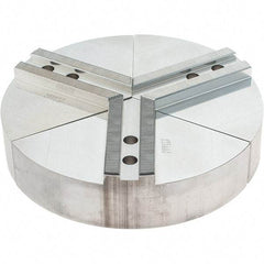 Abbott Workholding Products - 10" Max Chuck Capacity, 1.5mm x 60° Serrated Interface, Round Soft Lathe Chuck Jaw - 3 Jaw, Aluminum, 1.1811" Btw Mount Hole Ctrs, 10" Wide, 2" High, 12mm Fastener - Exact Industrial Supply