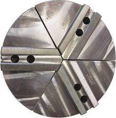 Abbott Workholding Products - 4" Max Chuck Capacity, 1.5mm x 60° Serrated Interface, Round Soft Lathe Chuck Jaw - 3 Jaw, Aluminum, 0.5906" Btw Mount Hole Ctrs, 6" Wide, 2" High, 6mm Fastener - Exact Industrial Supply