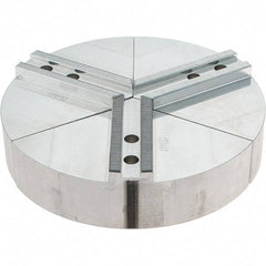 Abbott Workholding Products - 10" Max Chuck Capacity, 1.5mm x 60° Serrated Interface, Round Soft Lathe Chuck Jaw - 3 Jaw, Aluminum, 1.2598" Btw Mount Hole Ctrs, 10" Wide, 2" High, 12mm Fastener - Exact Industrial Supply