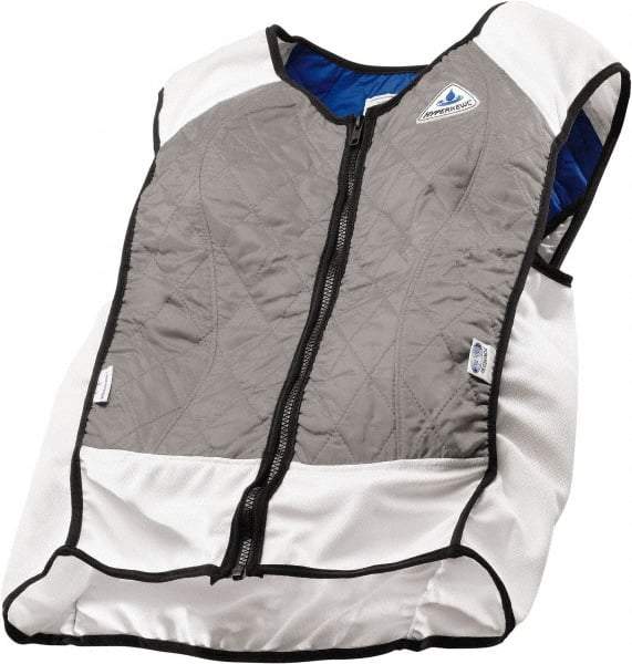 Techniche - Size 3XL, Silver Cooling Vest - Zipper Front, Nylon, HyperKewl, Poly-Cotton - Exact Industrial Supply
