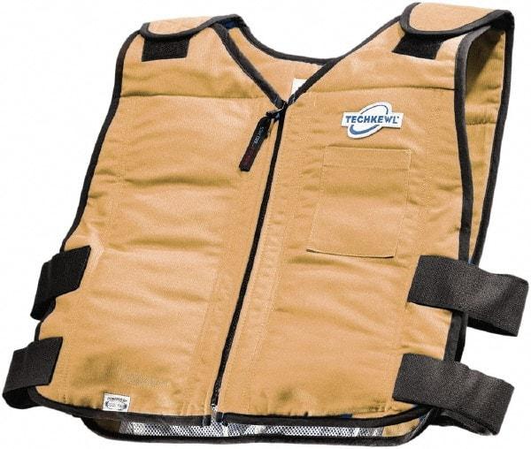 Techniche - Size L/XL, Khaki Cooling Vest - Zipper Front, Cotton - Exact Industrial Supply