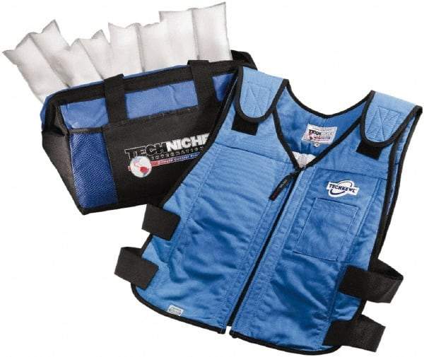 Techniche - Size L/XL, Royal Blue Cooling Vest - Zipper Front, Cotton - Exact Industrial Supply