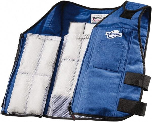 Techniche - Size M/L, Navy Blue Cooling Vest - Zipper Front, Cotton - Exact Industrial Supply