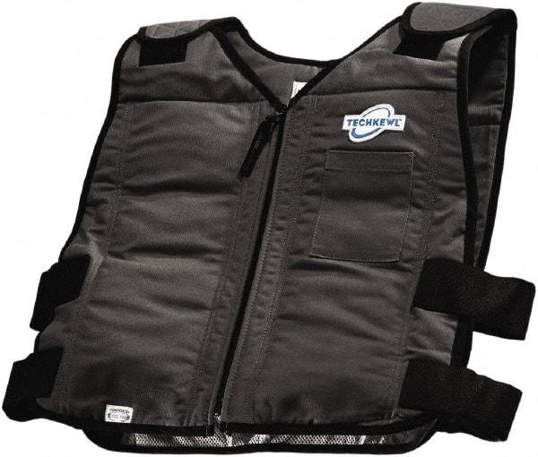 Techniche - Size L/XL, Black Cooling Vest - Zipper Front, Cotton - Exact Industrial Supply