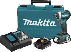 Makita - 18 Volt, 1/4" Drive, 20 Ft/Lb Torque, Cordless Impact Driver - Pistol Grip Handle, 3600 RPM, 2 Lithium-Ion Batteries Included - Exact Industrial Supply