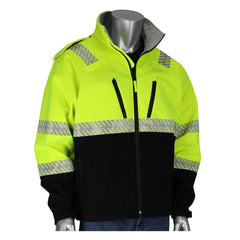Rain Jacket:  Size 2X-Large,  0,  Black & Yellow,  Polyester & Polyurethane Zipper Closure,  7.000 Pocket,  51-54″ Chest
