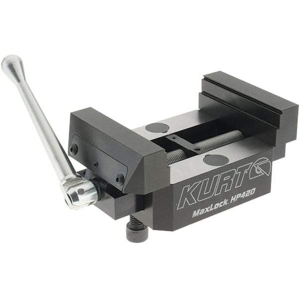 Kurt - 4" Jaw Width, 2.922" High x 5" Long x 4" Wide Vise - For Use with 5 Axis Workholding Systems - Exact Industrial Supply