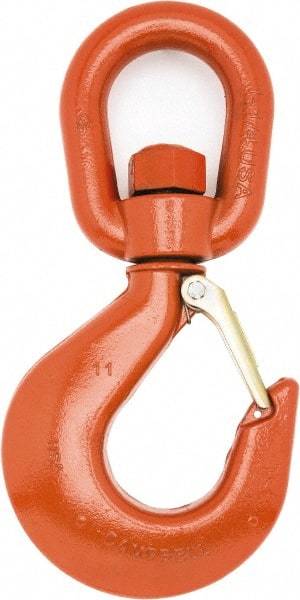 Campbell - #9 Hook, 7 Ton Capacity, Alloy Steel Swivel Hoist Hook - 12-21/32" Long x 6-3/16" Wide - Exact Industrial Supply