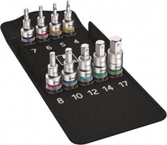 Wera - 10 Piece 1/2" Drive Metric Hex Bit Socket Set - 10 to 19mm Hex - Exact Industrial Supply