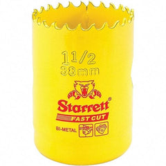 Starrett - 1-1/2" Diam, 1-5/8" Cutting Depth, Hole Saw - High Speed Steel Saw, Toothed Edge - Exact Industrial Supply