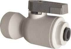 Parker - 1/4" Pipe, Full Port, Polypropylene Valve Female Connector Ball Valve - Bi-Directional, Push-to-Connect x FNPT Ends, Wedge Handle, 150 WOG - Exact Industrial Supply