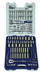 146 Piece - 1/4; 3/8; 1/2" Drive - Socket Set SAE and Metric - Exact Industrial Supply