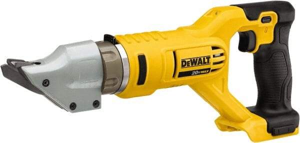 DeWALT - 2,500 SPM, 20 Volt, Pistol Grip Handle, Handheld Cordless Shear - 14 Gauge (Steel) & 16 Gauge (Stainless Steel) Cutting Capacity - Exact Industrial Supply