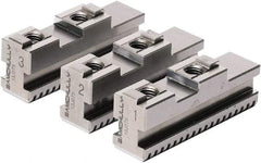 Samchully - 215mm Max Chuck Capacity, Tongue & Groove Interface, Square Soft Lathe Chuck Jaw - 3 Jaw, Steel, 40mm Btw Mount Hole Ctrs, 105mm Long, 22mm Wide, 45mm High, 10mm Groove, M8mm Fastener - Exact Industrial Supply