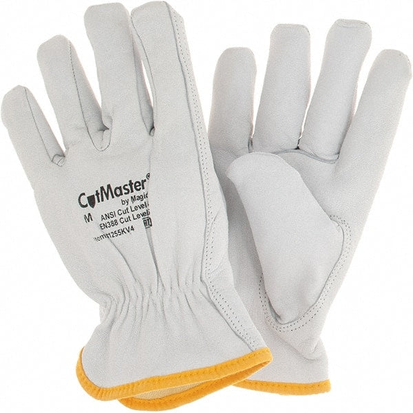 Cut, Puncture & Abrasive –Resistant Gloves: Size M, ANSI Cut A5, ANSI Puncture 4, Goatskin White, Kevlar Lined, ANSI Abrasion 4