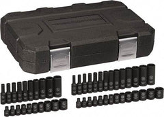 GearWrench - 48 Piece 1/4" Drive Black Finish Deep Well Impact Socket Set - 6 Points, 3/16" to 9/16" (4mm to 15mm) Range, Inch/Metric Measurement Standard - Exact Industrial Supply