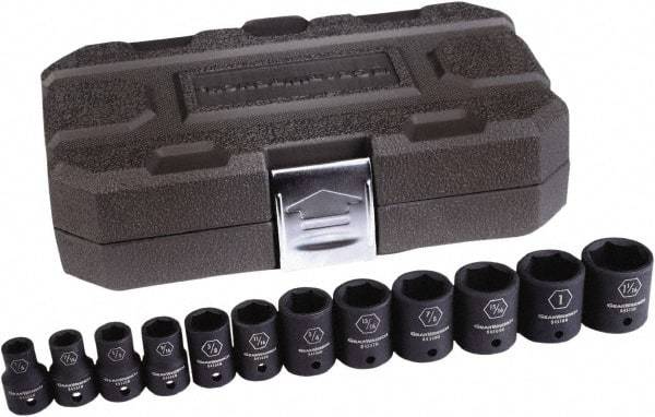 GearWrench - 12 Piece 1/2" Drive Standard Impact Socket Set - 6 Points, 3/8 to 1-1/16", Inch Measurement Standard - Exact Industrial Supply