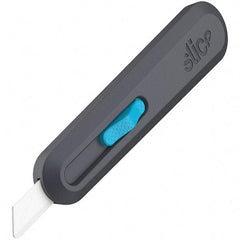 Slice - Nonsparking Ambidextrous Retractable Blade Utility Knife - 2-9/16" Blade Length, Black & Blue, Ceramic Blade, Glass Filled Nylon & Steel Handle - Exact Industrial Supply