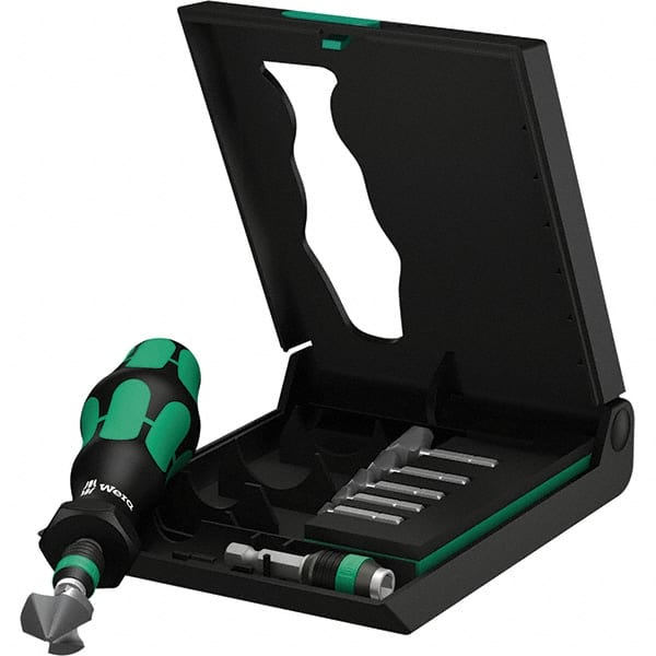 Wera - 8 Piece, 1/4 to 13/16" Head Diam, 0 to 90° Included Angle, Three Flute Countersink Set - Exact Industrial Supply