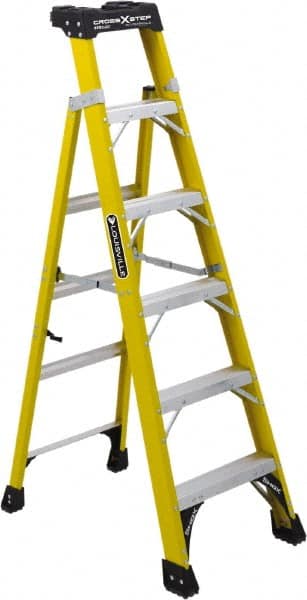 Louisville - 3 Steps, 4' High, Type IAA Rating, Fiberglass Step Ladder - Exact Industrial Supply