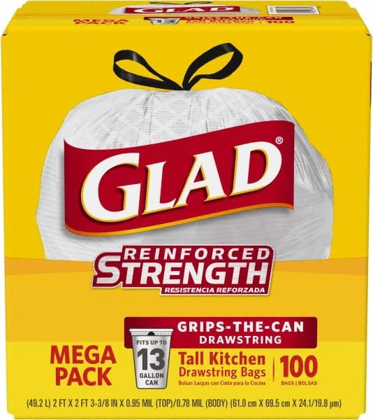 Glad - Pack of (100) 13 Gal 0.95 mil Household/Office Trash Bags - Exact Industrial Supply