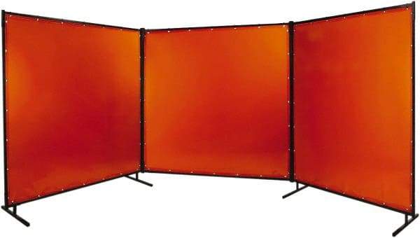 Steiner - 6' Wide x 6' High, 40mm Thickness, Transparent Vinyl Portable Welding Screen - Orange - Exact Industrial Supply